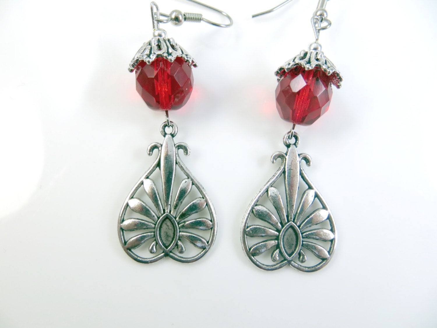 Fancy red earrings by TheEarringExpress on Etsy