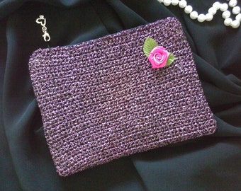 Evening Pochette Bag Handmade Crochet Cotton Lurex