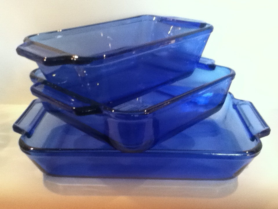 Anchor Hocking Cobalt Blue Pyrex Vintage Bakeware Loaf 9423