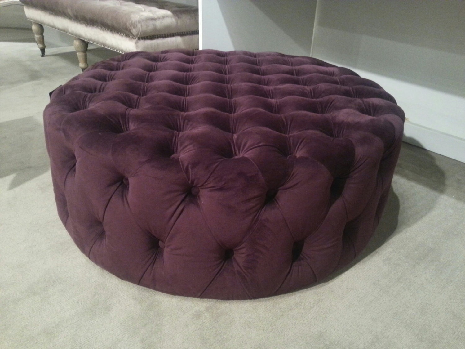 Modern Round TUFTED ottoman Modern button tufting bench.