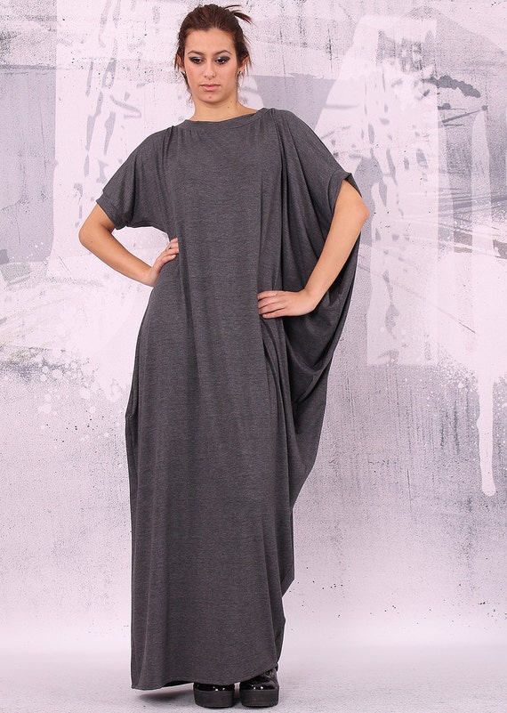 Gray dress/ extravagant dress/ loose long dress/ asymmetrical