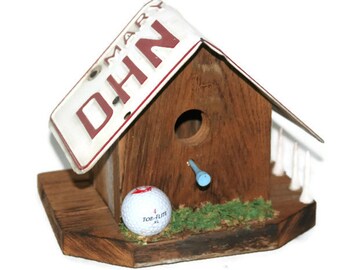 Rustic Bird House - Chestnut Birdhouse - Primitive Birdhouse - License Plate Birdhouse - Recycled Birdhouse - Fathers Day Gift