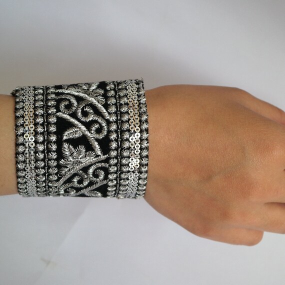 Items similar to Black Arm Cuff/ Floral Cuff/ Gift For Her/ Beta