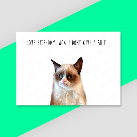 Grumpy Cat WOW Happy Birthday Funny Birthday Card By Memeskins