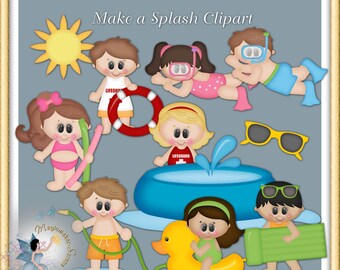 Pool Party Clipart, Swimming, Summer, Make a Splash