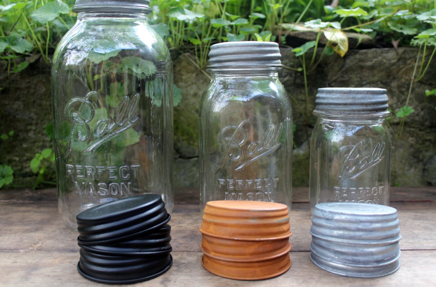 Vintage Mason Jar Clear Kitchen Canister Set Ribbed jars