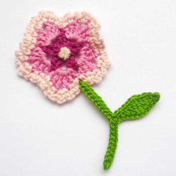 Crochet Flower With Stem 1pcs From Cotton Yarn Crochet