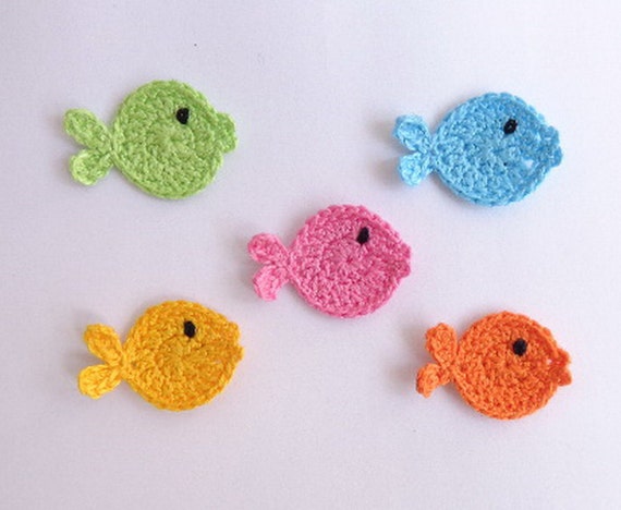 Crochet Applique Fish 10pcs From Cotton Yarn Supplies For