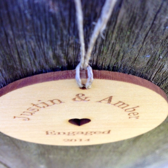 Personalized Engagement Ornament Our First by WoodBeeLove on Etsy