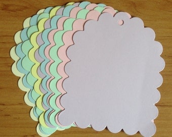 12 super Scallop jumbo Pastel Tags ready for decoration, cardmaking and designing your own gift tags