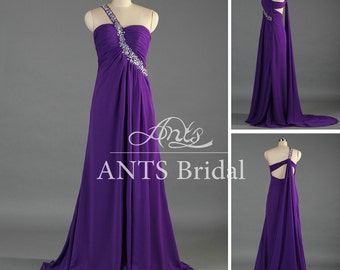 Xcite Taffeta One Shoulder Prom Dress 32367 Purple/Nude main image 1