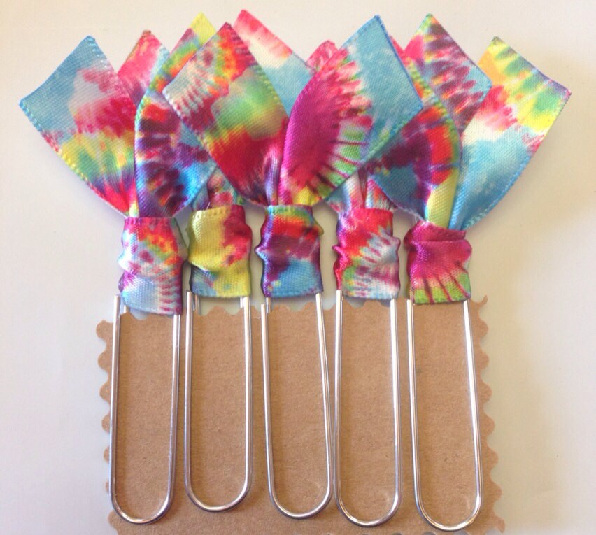 5 Pk. Tie Dye Collection Ribbon Bookmarks. Jumbo by