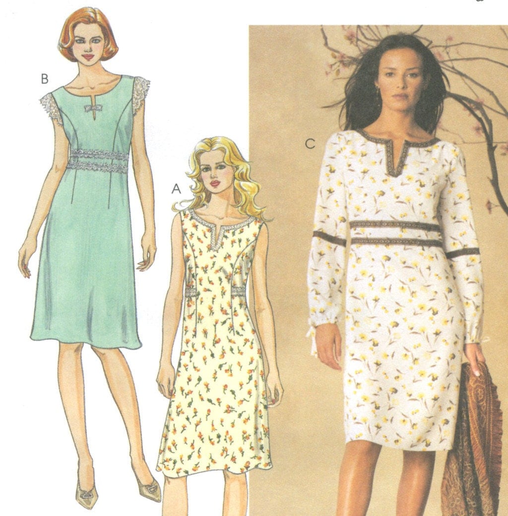 Misses Fitted Dress Sewing Pattern Lace Embellishment Sleeve