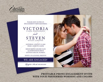 Photo Engagement Party Invitations, Printable Photo Engagement Invitation, Engagement Photo Invitations Cards