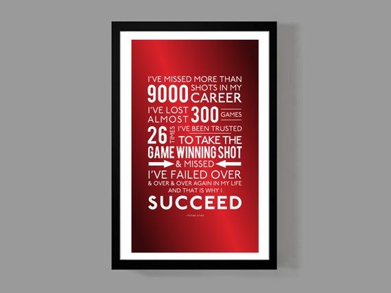 Michael Jordan Quote Poster And that is why I succeed