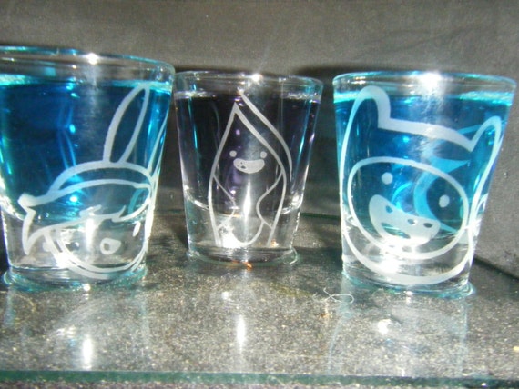 Adventure Time etched shot glass set of 3 fan art