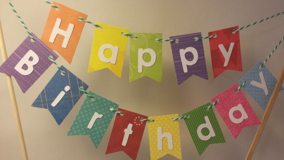 Cake Bunting Multi Happy Birthday Cake Topper