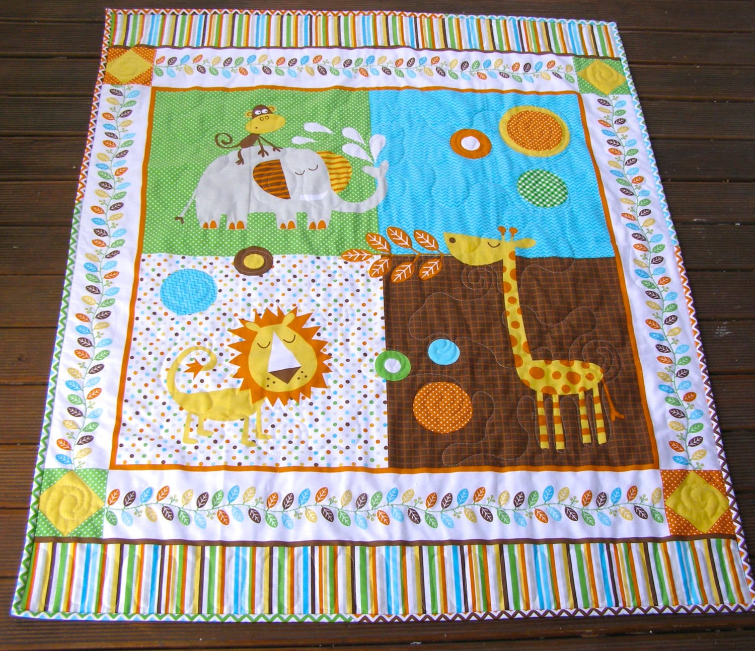 Safari Baby Quilt Gender Neutral Quilt Animal By BlackTulipQuilts