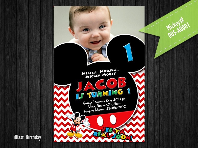 FAVORITE Mickey First Invitation CHEVRON photo invite for