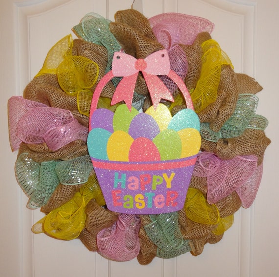 Burlap Easter wreath by BestCraftsEver on Etsy