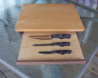 Cherry Cutting Board with Knife Drawer