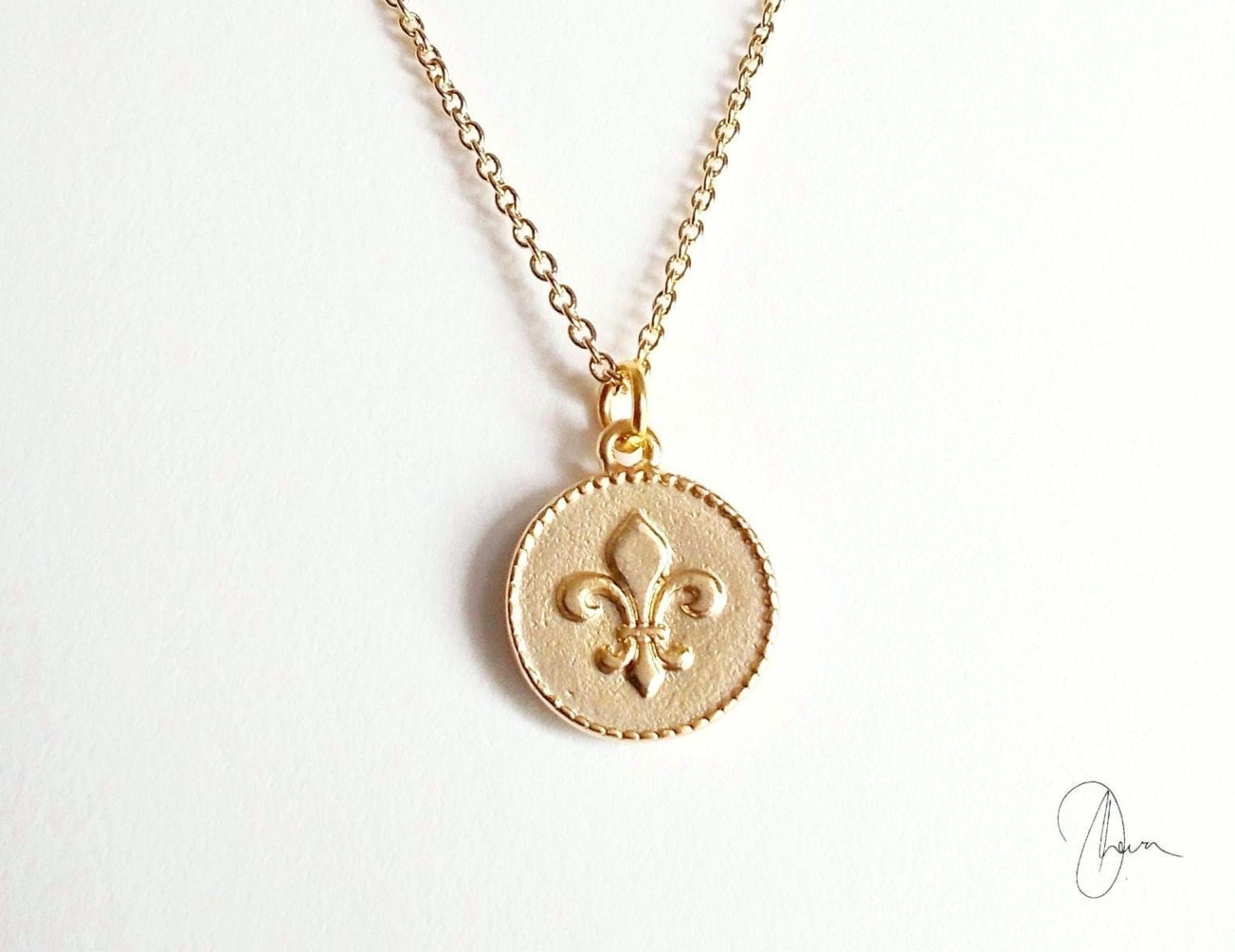 Fleur De Lis Necklace Gold Necklace Simple Minimal   Il Fullxfull.625992300 3qlz 