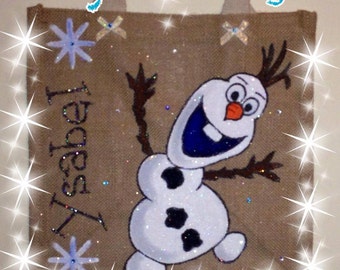 jute bag TOWIE bag customised jute bag disney frozen olaf bag ...