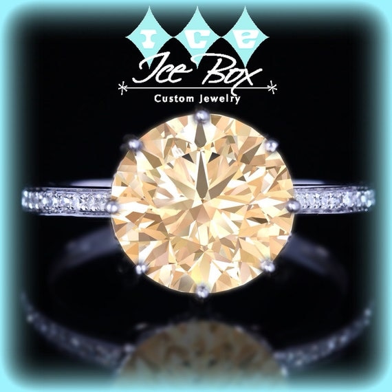 Items similar to Champagne Moissanite Engagement Ring with Matching