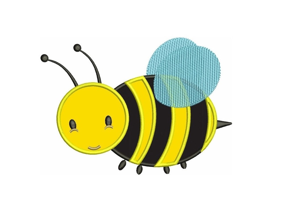 Cute Bumble Bee Applique Machine Embroidery Design Pattern