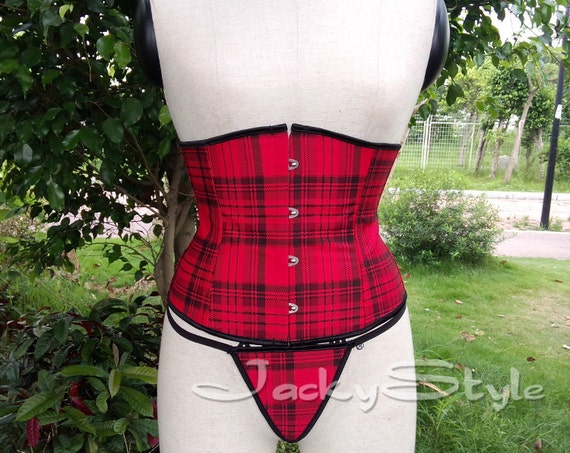 Red Plaid Underbust Corset Women Casual Wear By Jackystyle On Etsy
