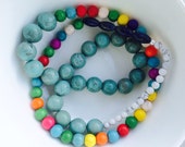 Turquoise, Multicolored Turquoise, Howlite, and Lapis Lazuli Long Necklace. Free Shipping!
