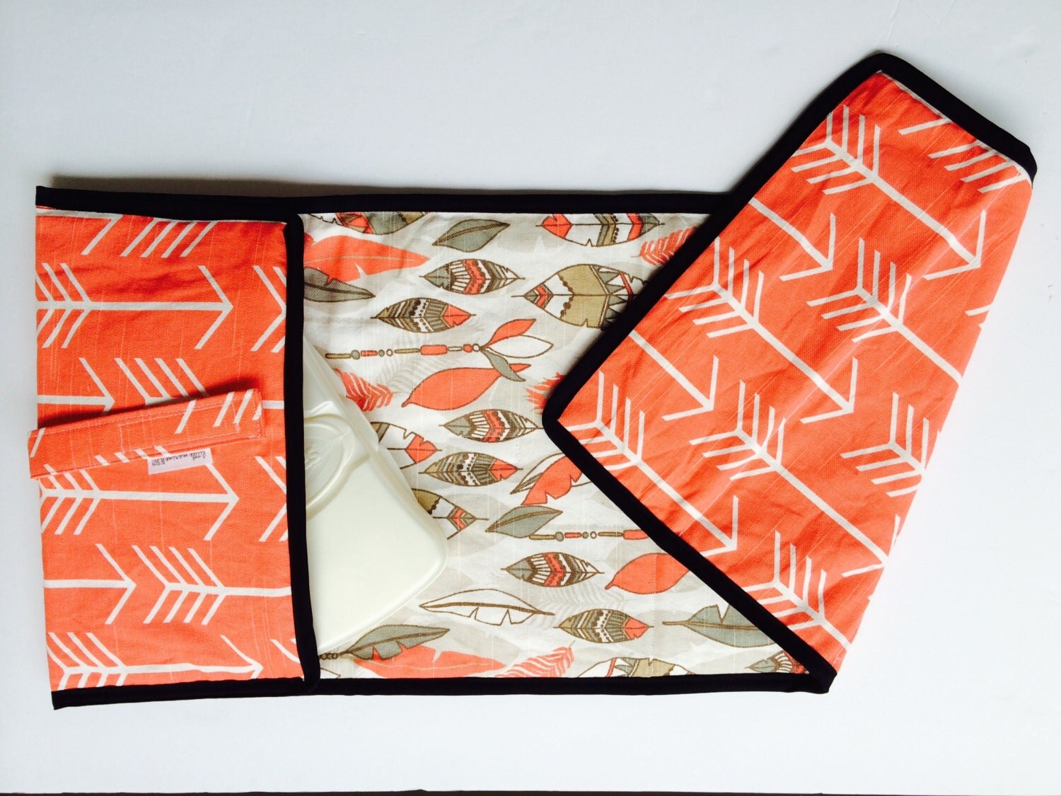 Diaper clutch Changing pad Coral Arrow Feather