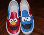 Items similar to Elmo & Cookie Monster Hand painted customized Shoes ...