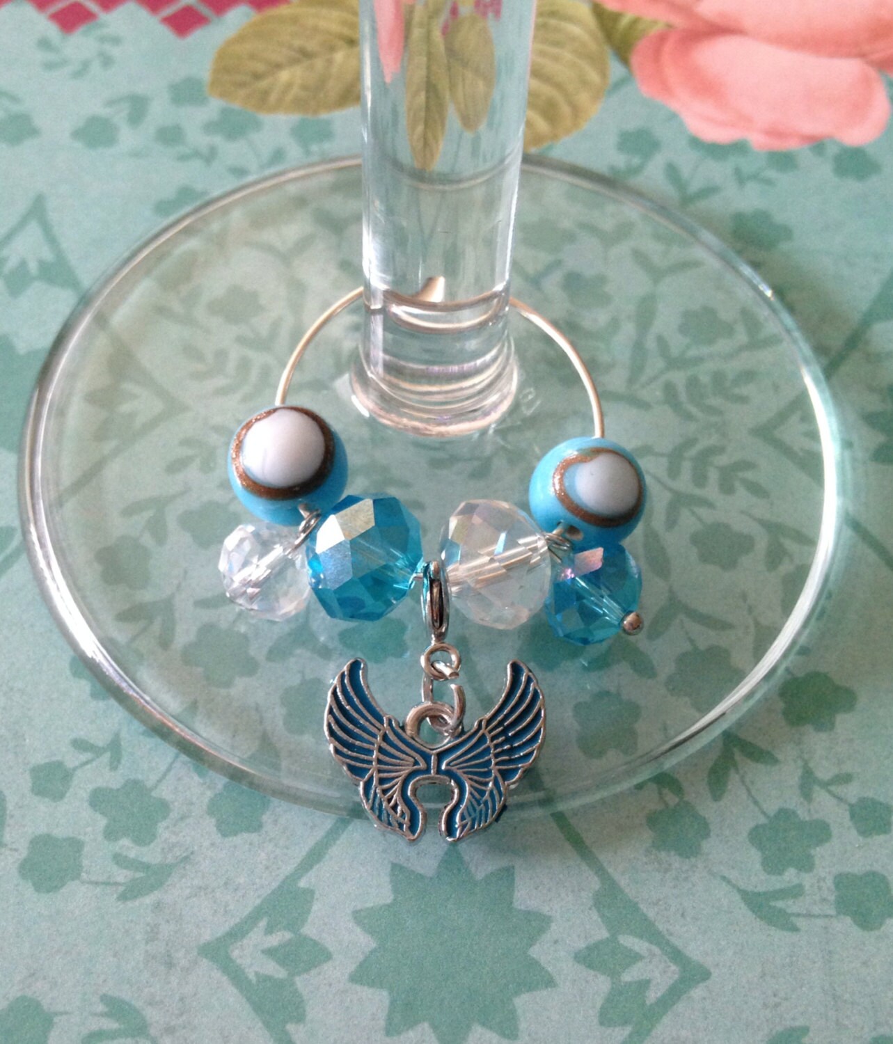 Wing wine glass charm rings