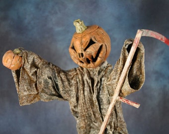 Halloween Pumpkin Scarecrow by TC Folk Originals
