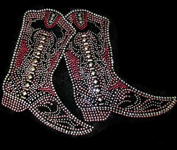 Pink Rhinestone Cowgirl Boots Tank Or Tee By Sparklepeople 9981