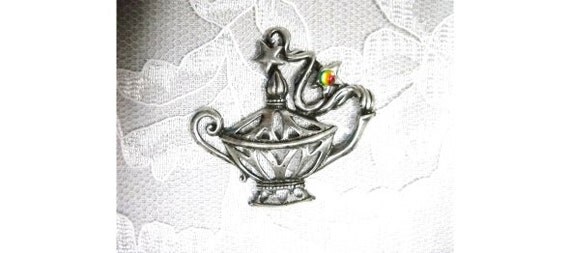 Large Jeannie GENIE LAMP with Colorful Magic Crystal Accent