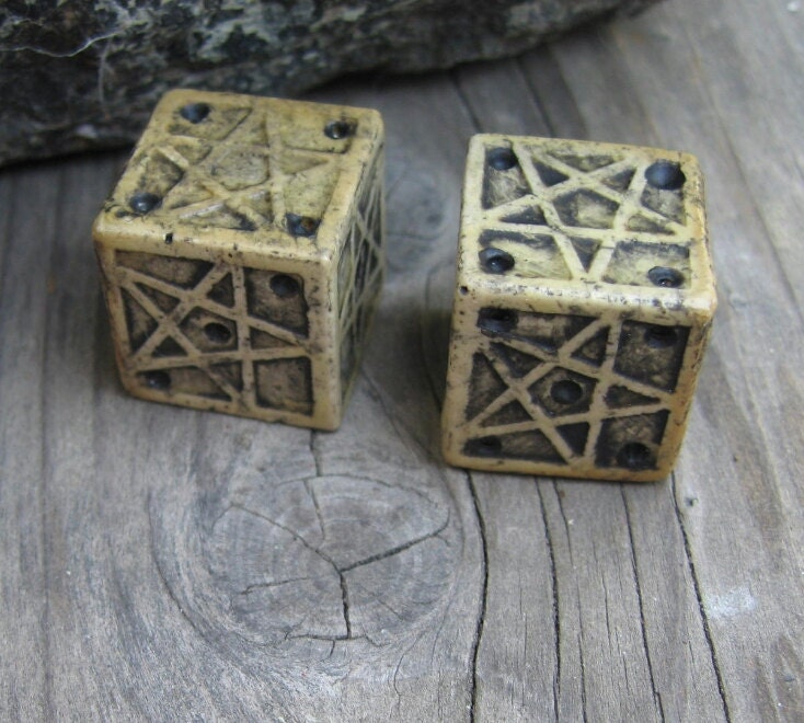 hand made stone pentagram dice polished stone star dice
