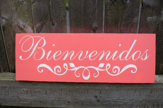 Bienvenidos Wood Sign Welcome Wood Sign By Dreamyhomedecor