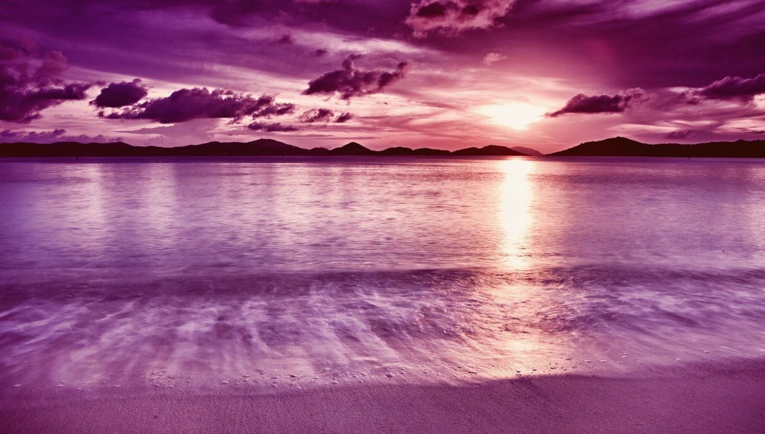 Large Purple  Sunset  Beach Canvas Wall Art  Cavas Art  Work