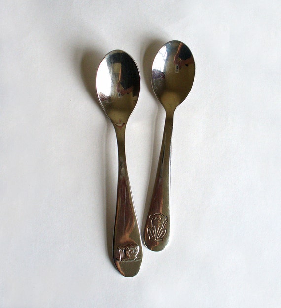 Vintage small spoons with cute animals by RetroDelia on Etsy