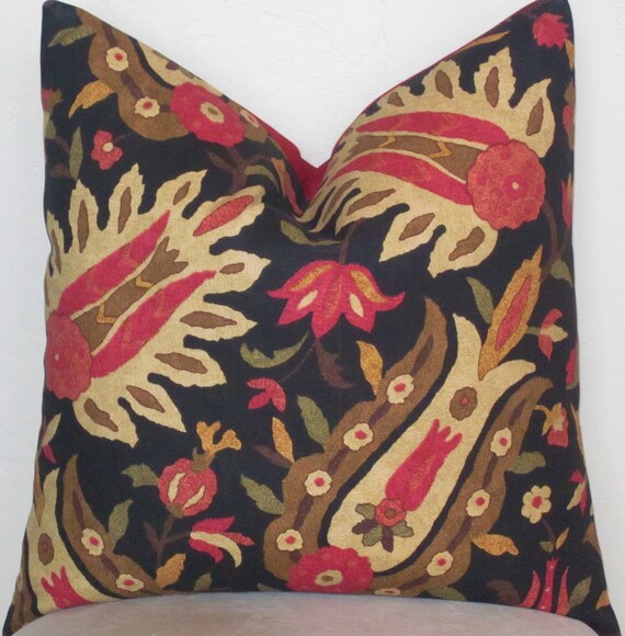 Red Decorative Pillow Cover Black Background with by SewWhatAlley