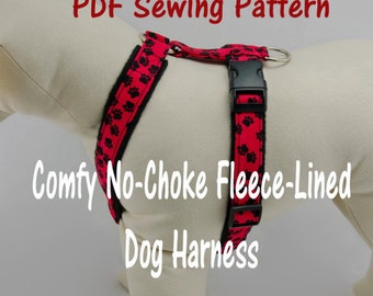 Dog Harness – no-choke and fleece-lined -- PDF Sewing Pattern