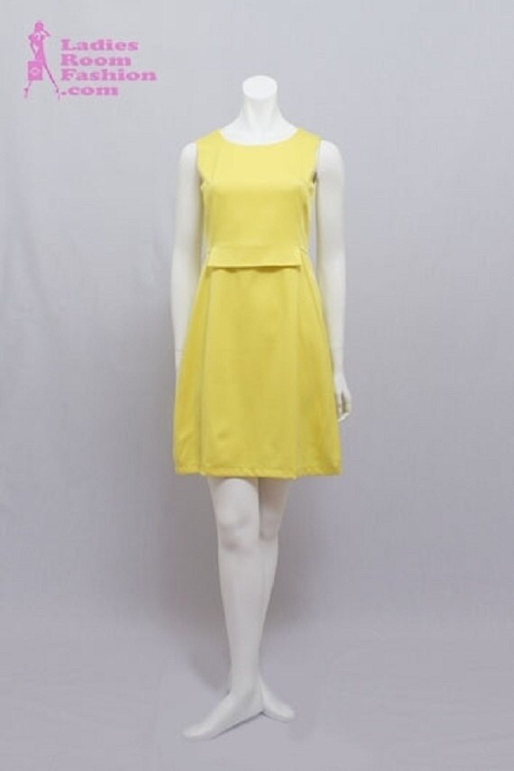 Plain Yellow Sleeveless A Line Dress by LadiesRoomFashion on Etsy