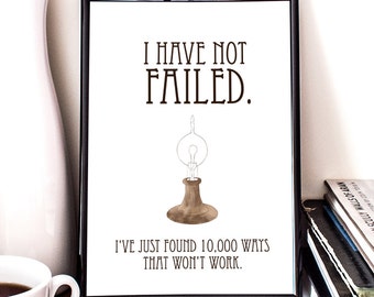 inspirational  edison Blueprints quote, light quotes bulb Thomas Bulb giclee, Thomas Light Edison