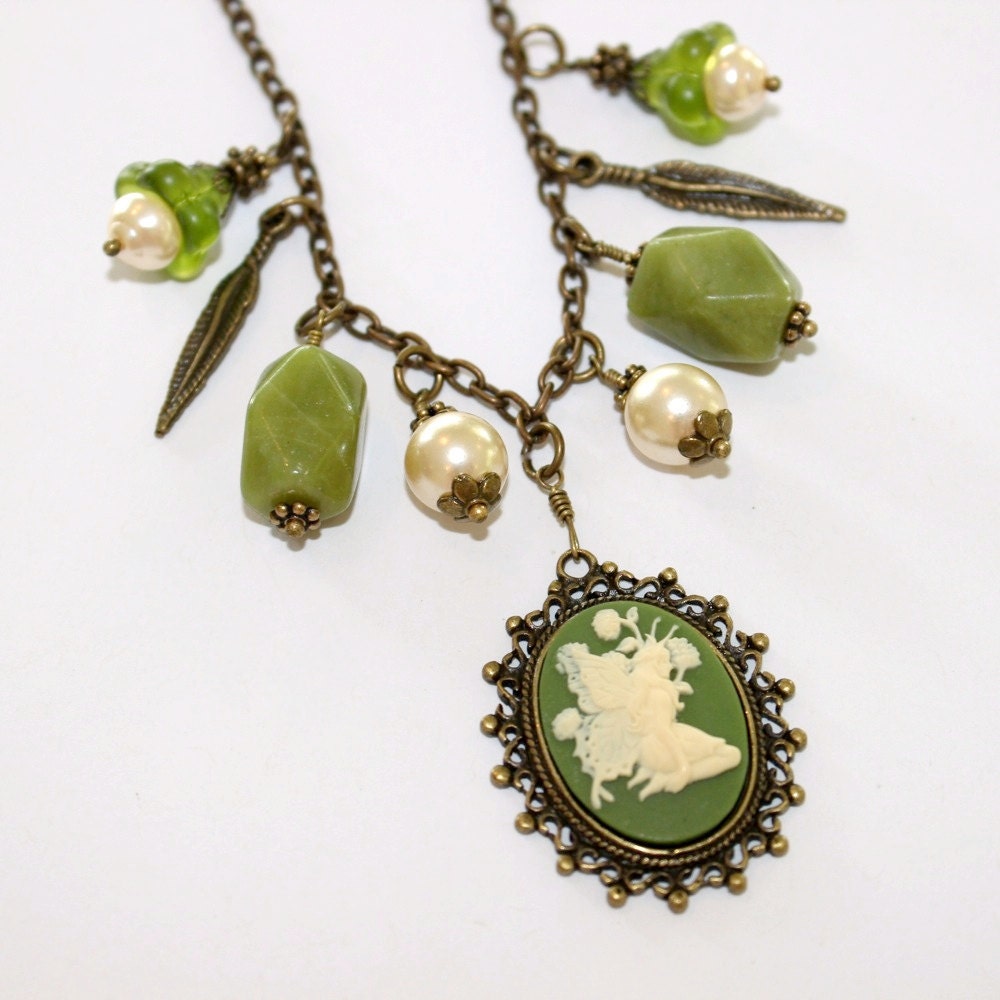 Gypsy Necklace Bronze Gemstone Necklace Cameo Necklace