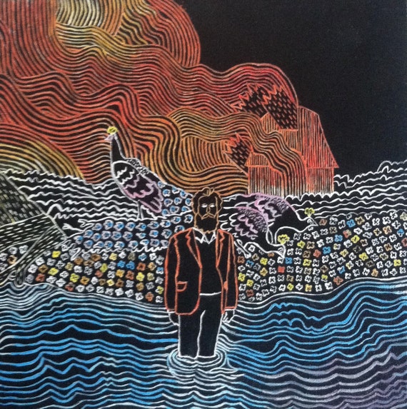 Items similar to Kiss Each Other Clean (Iron and Wine) Inspired Canvas