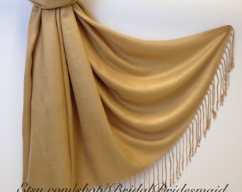 GOLD PASHMINA - gold shawl - bridal scarf - bridal shawl - bridesmaid gift - wedding gift - scarf - shawl - gift - keepsake - keepsakes