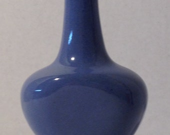 Tiny Blue Bud Vase by Zanesville Stoneware Company 1950's