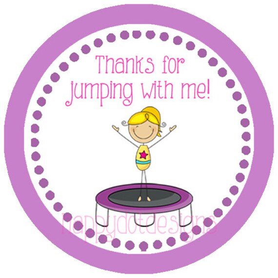 Printable Trampoline Birthday Favor Tags Stickers